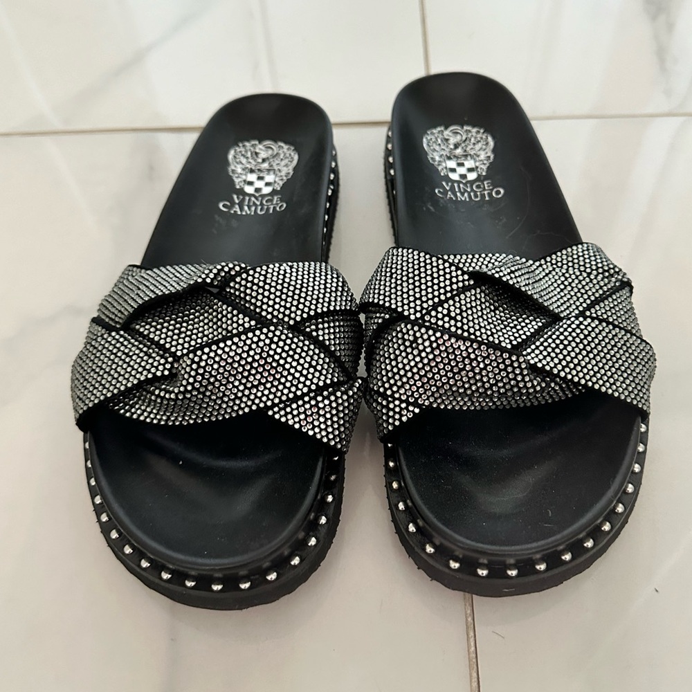 Vince Camuto Kevin Braid Embellished Slides - image 1